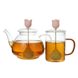 Floral Borosilicate Glass Tea Set with Silicone Tea Infuser