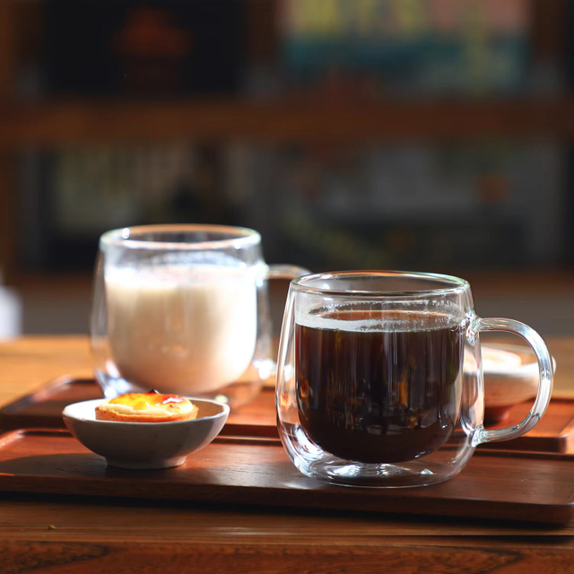 Home Insulated Minimalist Double-Walled High Borosilicate Glass Cup with Handle