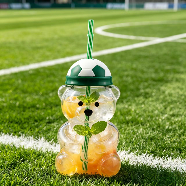 Football Teddy Bear Pattern Large Capacity Dishwasher Safe Coffee Cup