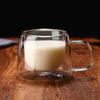 Lead Free Borosilicate Espresso Double Layer Glass Cups With Handle
