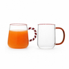 Heat-resistant Two-tone Rim-decorated Glass Cup with Ribbon-wrapped Handle