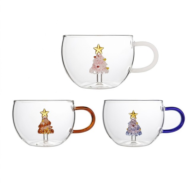 Hand-blown Christmas Tree High Borosilicate Glass Mug Dishwasher Safe