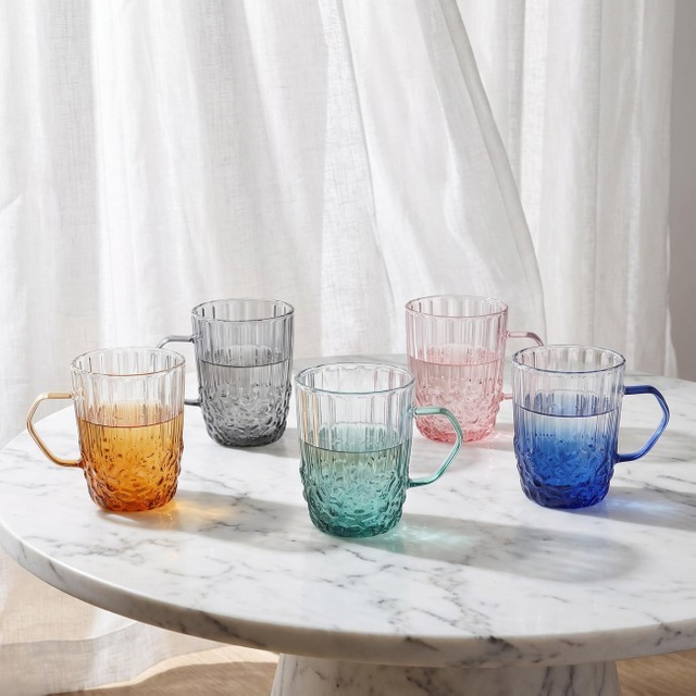 Hot Selling 6PCS Colorful High Borosilicate Glass Coffee Mug Set