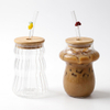 Portable Cold Drink Glass Cup With Straw and Bamboo Lid