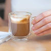 Stackable Borosilicate Double-Walled Glass Coffee Cup with Ear Shaped Handle