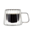 Handmade Classic Design Stripped Borosilicate Glass Double Wall Coffee Mug