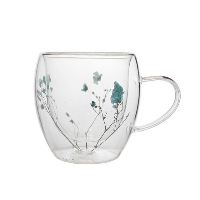 250ml Handmade High Borosilicate Double Wall Glass Cup Dry Flower