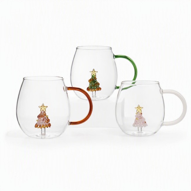 Minimalist High Borosilicate Glass 3D Christmas Tree Wishing Beverage Cup