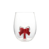Best Christmas Gift Stemless Wine Glass with 3D Christmas Dec