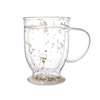 Double Wall Hiborosilicate Glass Mug With Colored Glitters and Pearl