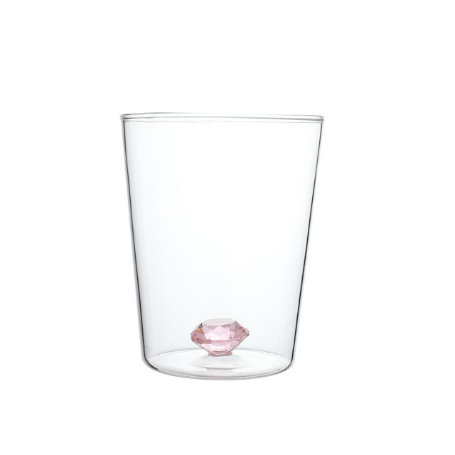 Handmade Modern 3D Diamond Decor Borosilicate Drinking Water Glass Cup