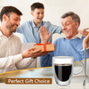 Double Wall Glass Cup for Espresso Coffee With Outer Stripes