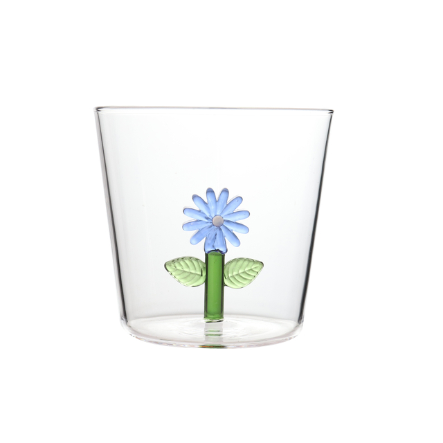 High Borosilicate Glass Coffee Mug with Embedded 3D Floral Design