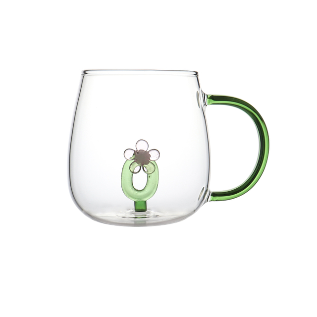 High Borosilicate Glass Mug Set with 3D "LOVE" Lettering Inside
