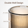 Custom Logo Colored Insulated Double Wall Coffee Glass Mug with Handle