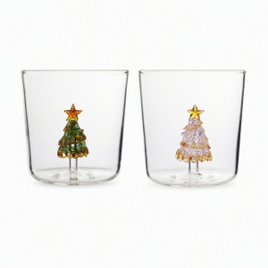 High Borosilicate Glass 400ml Christmas Tree Coffee Cup for Hot/Cold Drinks 
