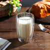 Dual-Layer Egg Shaped Stripped High Borosilicate Glass Coffee Cup