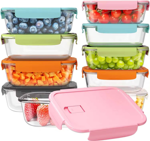 Microwave Dishwasher Kitchen Food Containers Glass Lunch Box with Lid