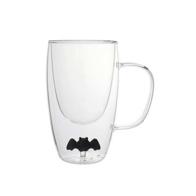 Hand Blown Borosilicate 3D Dec Double Wall Glass Coffee Mug