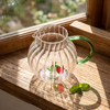 3D Figurine Inside Hand-made Strawberry Glass Mug with Green Handle