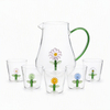 Hand-blown Borosilicate Glass Cup Set with Three-Dimensional Flowers Microwave Safe