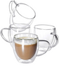 Wholesale Double Walled Borosilicate Glass Coffee Mugs with Handle