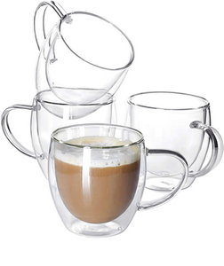 Wholesale Double Walled Borosilicate Glass Coffee Mugs with Handle