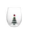 Best Christmas Gift Stemless Wine Glass with 3D Christmas Dec