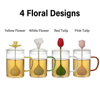 Floral Borosilicate Glass Tea Set with Silicone Tea Infuser