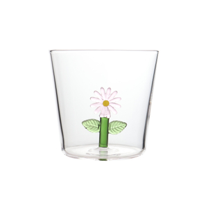High Borosilicate Glass Coffee Mug with Embedded 3D Floral Design
