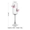 Romantic 3D Pink Butterfly Striped Stemmed Wine Glasses for Valentine's Day