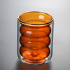 Hand Blown Wave Shaped Double Wall Colored Solid Design Glass Cup