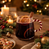 Heat-resistant Two-tone Rim-decorated Glass Cup with Ribbon-wrapped Handle