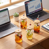 Portable Cold Drink Glass Cup With Straw and Bamboo Lid