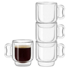 Stackable Borosilicate Double-Walled Glass Coffee Cup with Ear Shaped Handle