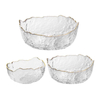 Japanese Style Iceberg Glass Bowl with Glod Rim