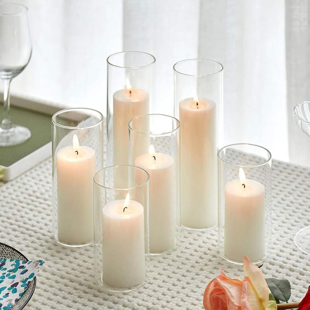 Customized Sizes Hand Blown Borosilicate Glass Candle Holder for Candlesticks