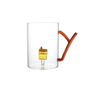 Single Wall Cute 3D House Design Inside Borosilicate Glass Mug