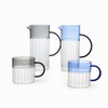 Vertical Ribbed Gradient Glass Mug & Pitcher Set, Non-slip Color Handle